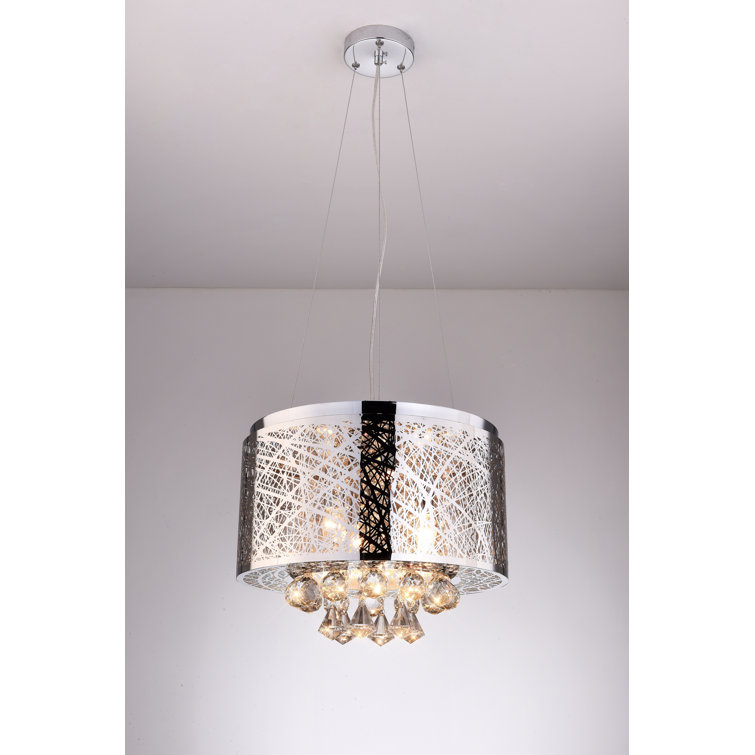 Mercer41 Christchurch 3 Light Shaded Drum Chandelier with Crystal